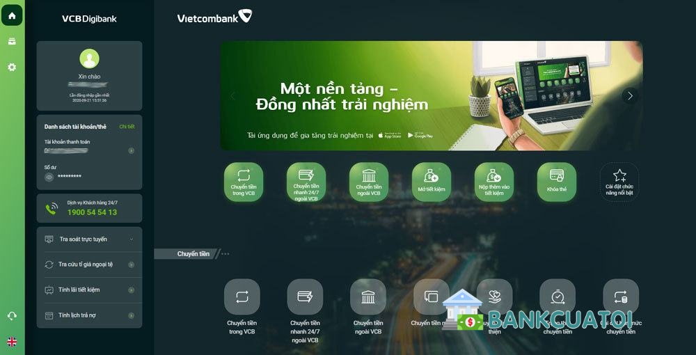Đăng ký internet banking Vietcombank